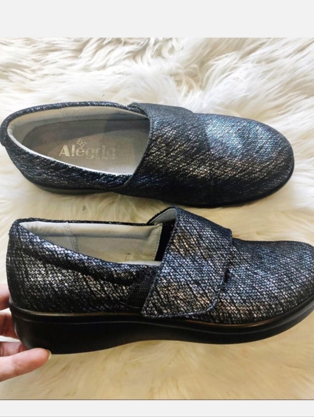 Alegria Women’s Metallic Charcoal Slip-On Loafer